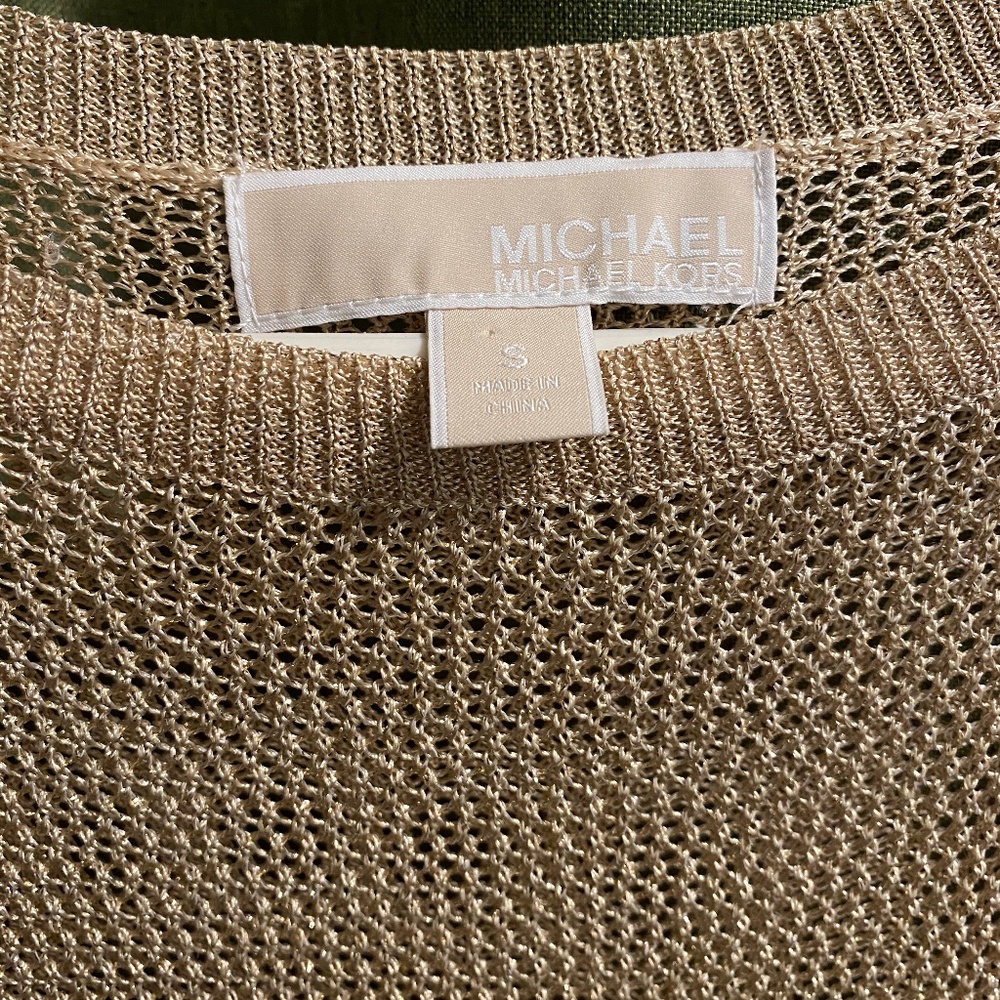 Michael by Michael Kors Gold Mesh Top Small